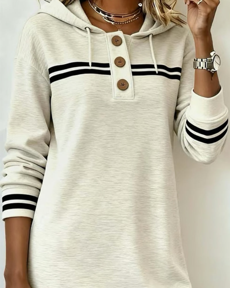 Kleid mit Kapuze gestreift Colorblocking casual