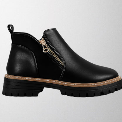 Olivia – Trendy kotníkové boty v černé PU kůži pro ženy