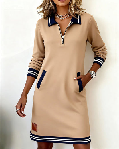 Long Sleeve Dress With Zip And Cuffs