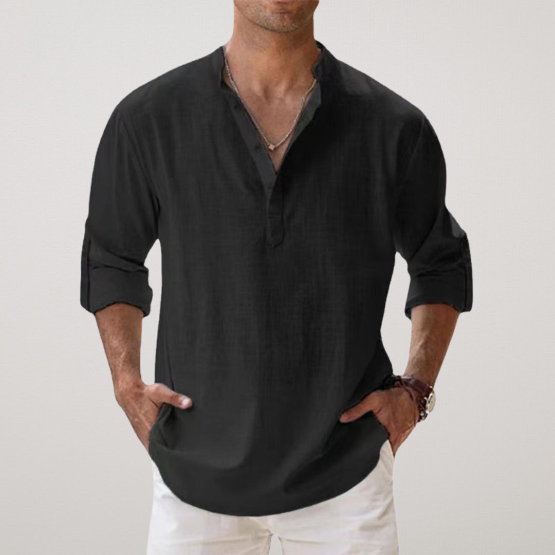 Savrani™ - Henley košile z lnu s efektem bavlny
