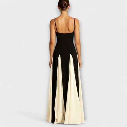 Ember - Klasická elegance A-line maxi šaty s tylovými panely