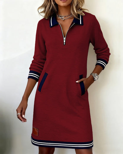 Long Sleeve Dress With Zip And Cuffs