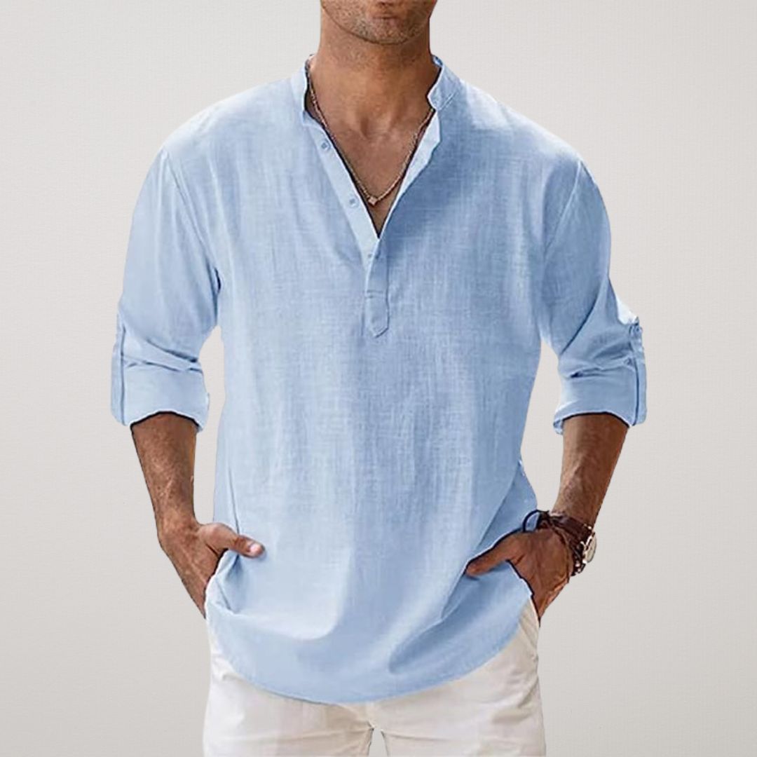 Savrani™ - Henley košile z lnu s efektem bavlny