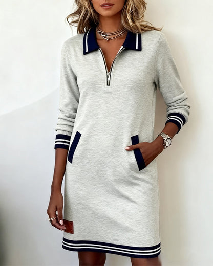 Long Sleeve Dress With Zip And Cuffs