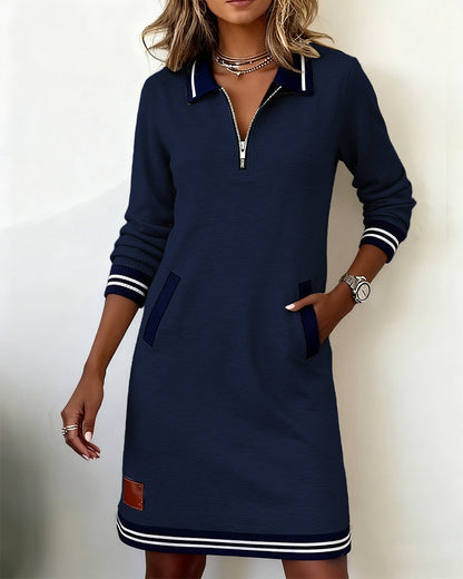 Long Sleeve Dress With Zip And Cuffs