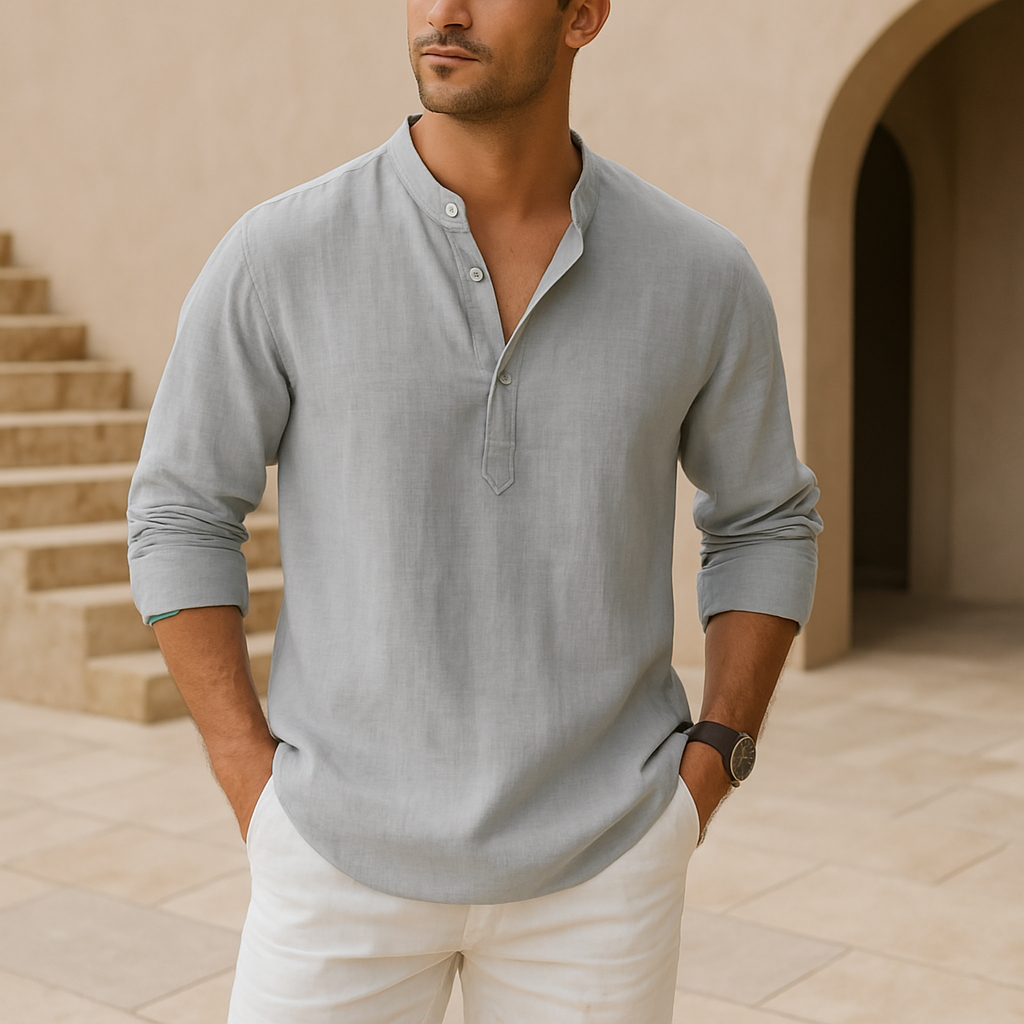 Savrani™ - Henley košile z lnu s efektem bavlny