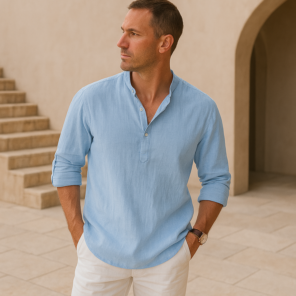 Savrani™ - Henley košile z lnu s efektem bavlny