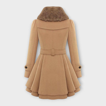 Emma - Elegantní kabát s límcem z umělé kožešiny