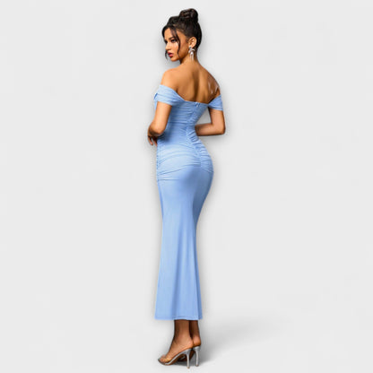 Ione - Šaty Bodycon s odhalenými rameny a řasením