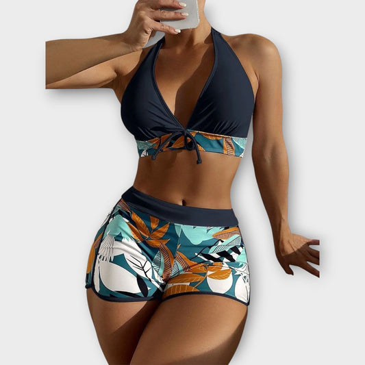 Bikini set s vysokým pasem a zavazováním za krk