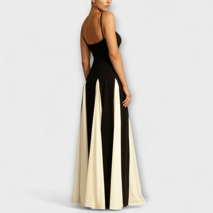 Ember - Klasická elegance A-line maxi šaty s tylovými panely