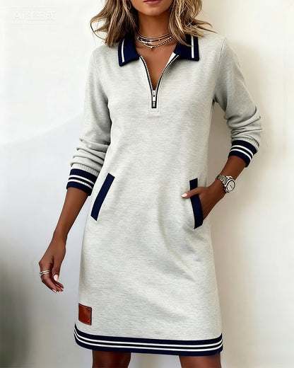 Long Sleeve Dress With Zip And Cuffs